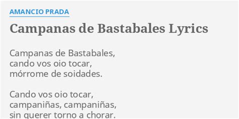 amancio prada campanas de bastabales|Letra de la canción Campanas de Bastabales .